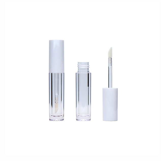 White Cap Round Petg Silk Screen Print Lip Gloss Tubes In Stock