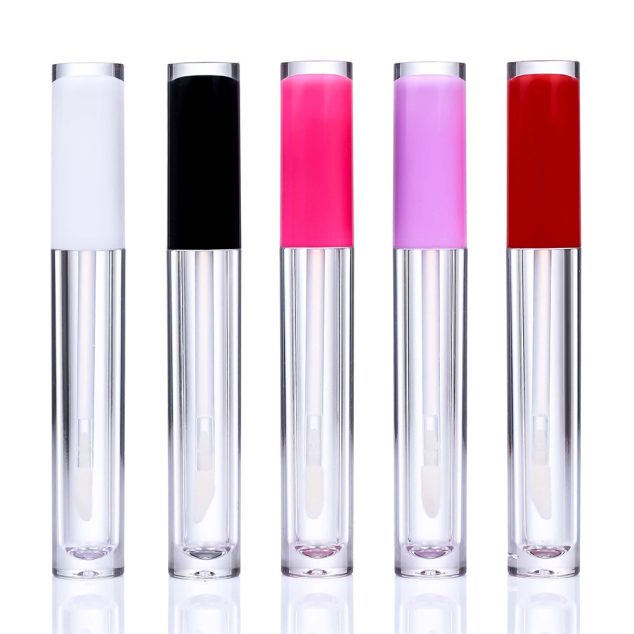 Lip Glaze Tube Brush 3.5ml Round Transparent Lip Gloss Tube Cosmetic Lip Gloss Empty Tube