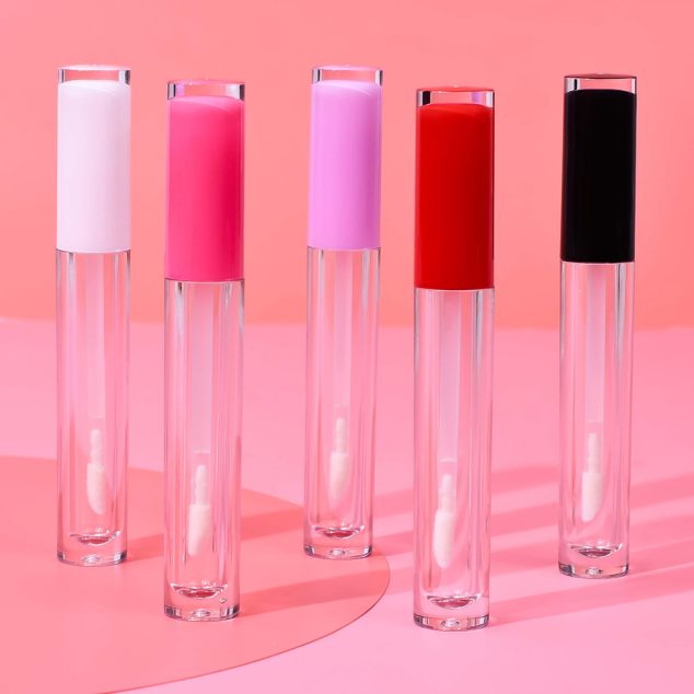 Lip Glaze Tube Brush 3.5ml Round Transparent Lip Gloss Tube Cosmetic Lip Gloss Empty Tube