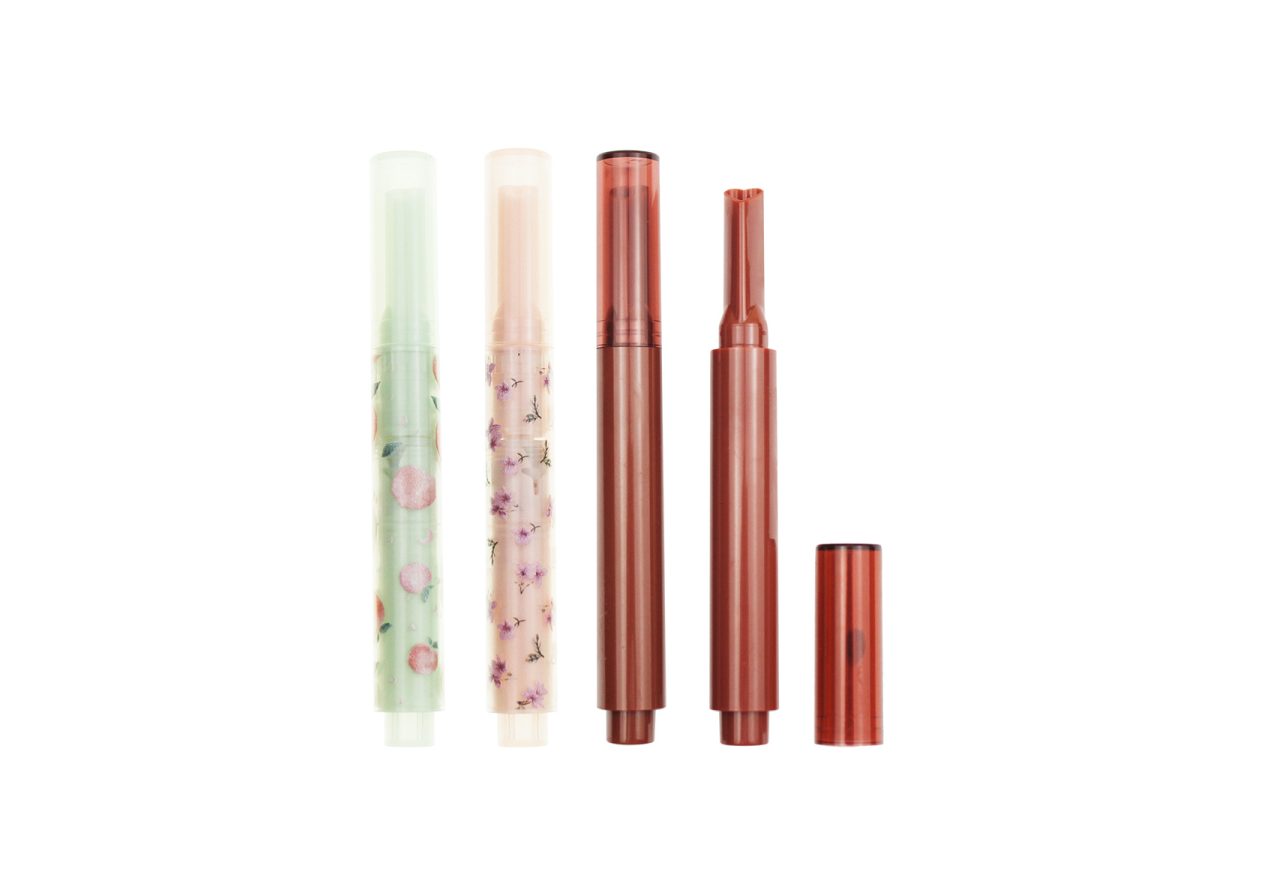 Long Slim Heart Design Click Bottom Lip Balm Container Lipstick Tube With Factory Price