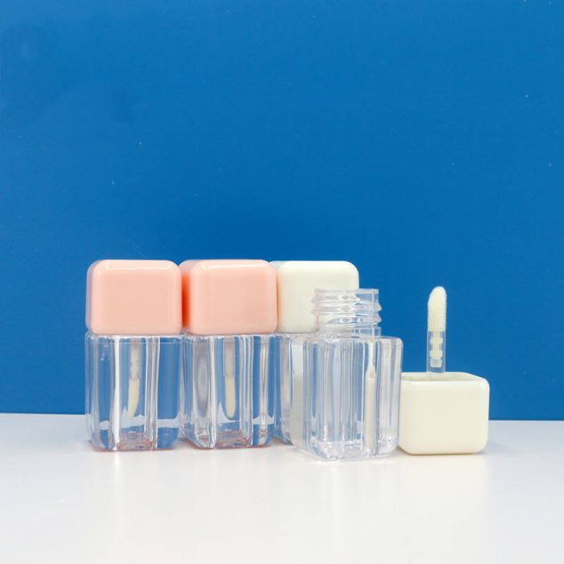 Small Square Lip Color Tube Transparent Lip Gloss Tube 4ml Liquid Cosmetics Packaging