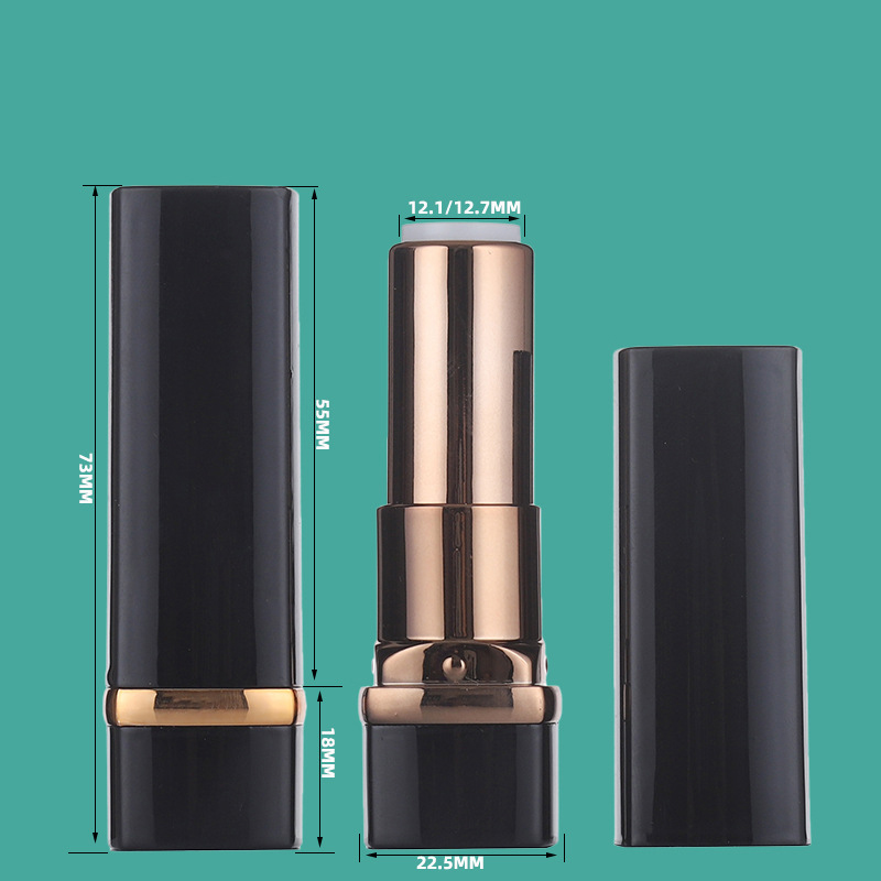 Custom Square Luxury 3.8g Empty Lipstick Tube Black Lipstick Tubes Containers